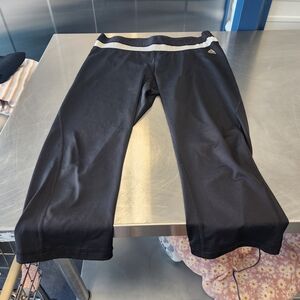 Adidas Girls' Black Cropped Athletic Pants with White Waistband